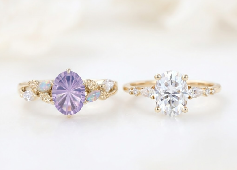 Amethyst vs Moissanite