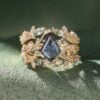 Fantasy Cut Kite Shaped Lab Alexandrite Bridal Set Enchanted Forest Engagement Ring Set (1)