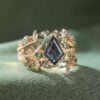 Fantasy Cut Kite Shaped Lab Alexandrite Bridal Set Enchanted Forest Engagement Ring Set (10)