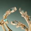 Fantasy Cut Kite Shaped Lab Alexandrite Bridal Set Enchanted Forest Engagement Ring Set (4)