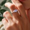 Fantasy Cut Round Shaped Lab Cornflower Sapphire Engagement Ring Bubble Cluster Ring (1)