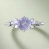 Fantasy Cut Round Shaped Lab Cornflower Sapphire Engagement Ring Bubble Cluster Ring (10)