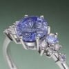 Fantasy Cut Round Shaped Lab Cornflower Sapphire Engagement Ring Bubble Cluster Ring (2)