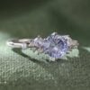 Fantasy Cut Round Shaped Lab Cornflower Sapphire Engagement Ring Bubble Cluster Ring (7)