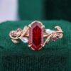 Fantasy Cut Long Hexagonal Ruby Engagement Ring