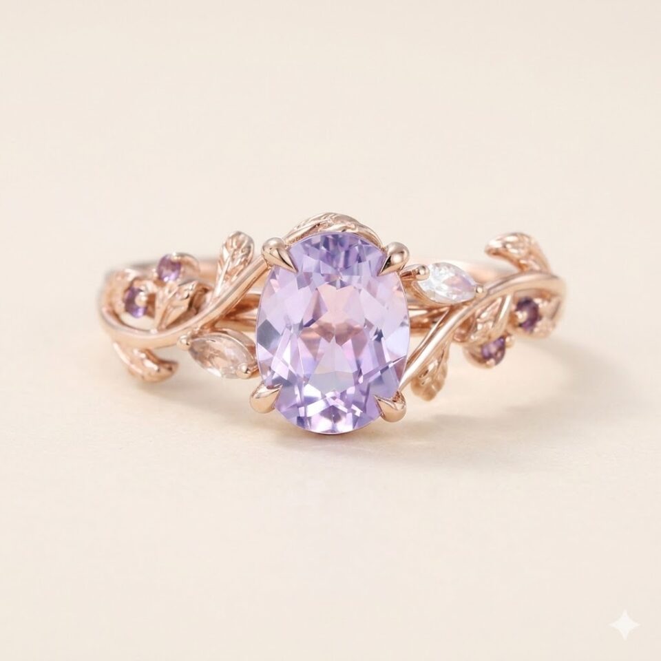 Soft Vibe Oval Cut Lavender Amethyst Promise Ring February Birthstone Gift