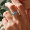Sylvan Crown Fantasy Cut Kite Shaped Lab Alexandrite Chevron Leaf Band Nature Inspired Engagement Ring (3)