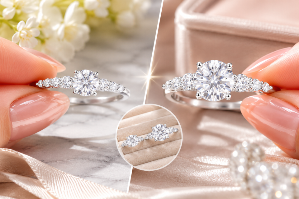 The Comparison between 1 Carat vs 2 Carat Moissanite Rings