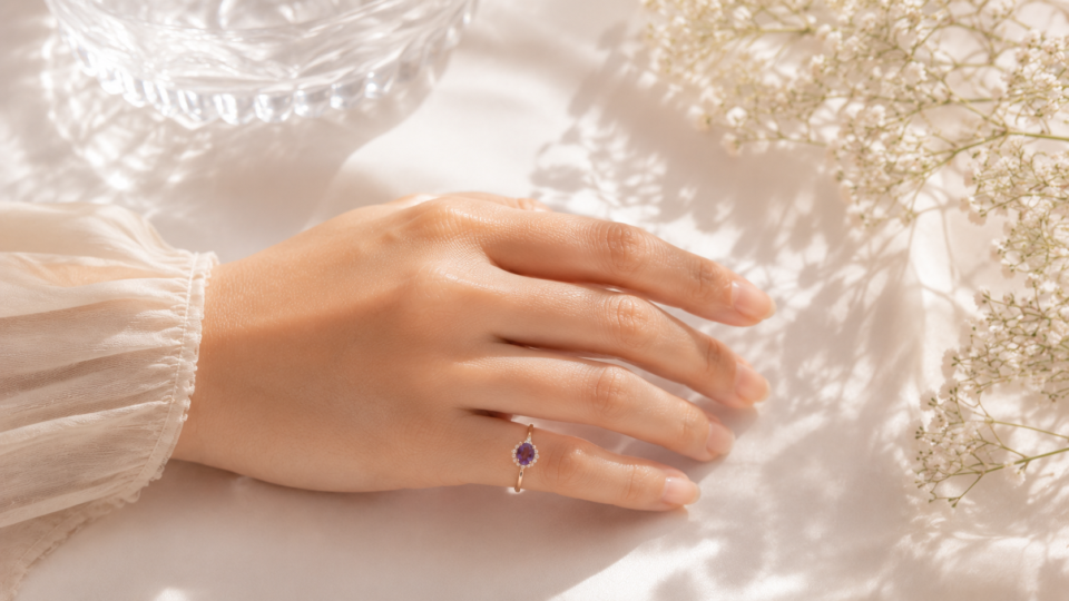 Amethyst Ring On Pinky Finger