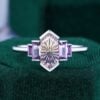 Art Deco Fantasy Cut Elongated Hexagon Shaped Ametrine Engagement Ring (1)