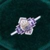 Art Deco Fantasy Cut Elongated Hexagon Shaped Ametrine Engagement Ring (5)