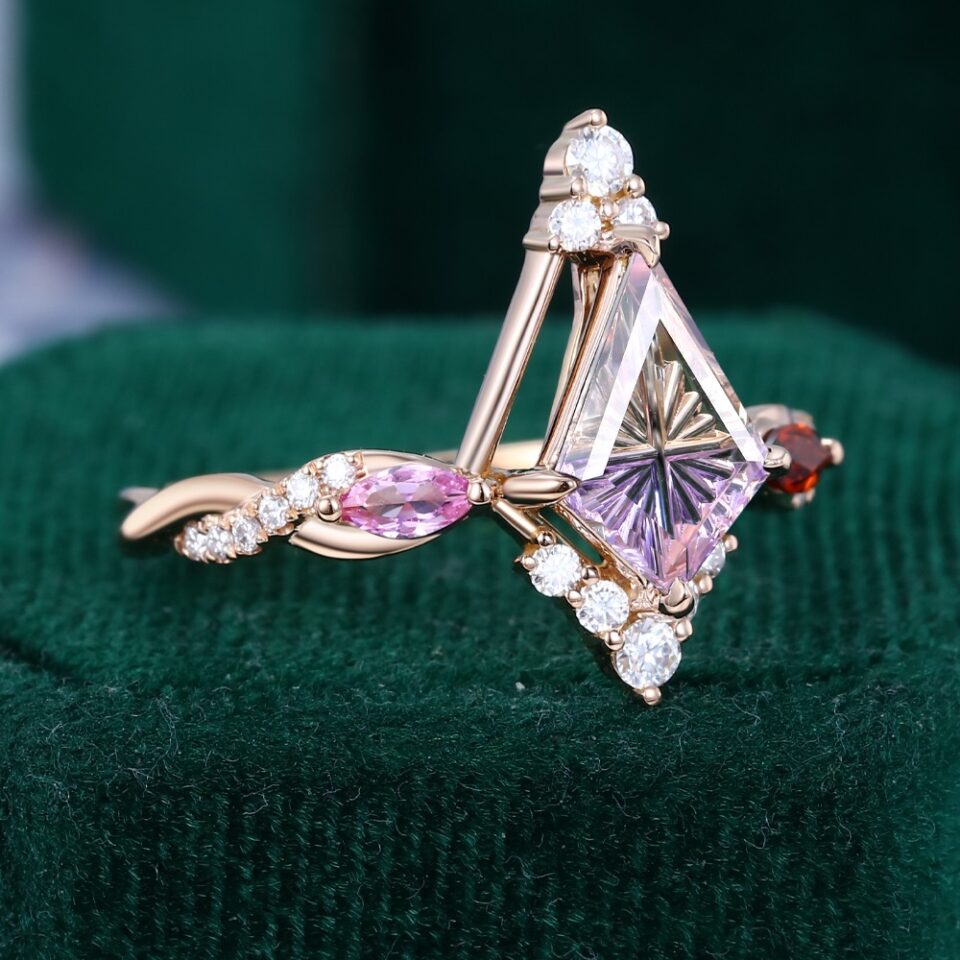 Art Deco Fantasy Cut Kite Shaped Ametrine Cosmic Compass Engagement Ring (2)