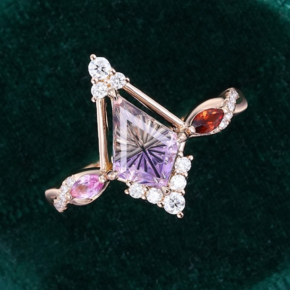 Art Deco Fantasy Cut Kite Shaped Ametrine Cosmic Compass Engagement Ring (5)
