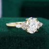 Classic Cluster 1.5CT Oval Cut Lab Diamond Engagement Ring In Claw Prong Setting (7)