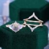 Fantasy Cut Elongated Hexagon Shaped Ametrine & Moonstone Art Deco Geometric Engagement Ring Set (7)