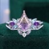 Fantasy Cut Kite Shaped Ametrine Butterfly Cluster Bridal Set