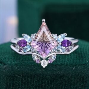 Fantasy Cut Kite Shaped Ametrine Butterfly Cluster Bridal Set