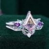 Fantasy Cut Kite Shaped Ametrine Butterfly Cluster Bridal Set Fairycore Engagement Ring Set (3)