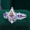 Fantasy Cut Kite Shaped Ametrine Butterfly Cluster Bridal Set Fairycore Engagement Ring Set (4)