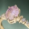 Fantasy Cut Oval Shaped Ametrine Crescent Five Stone Engagement Ring (2)