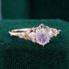 Fantasy Cut Oval Shaped Ametrine Engagement Ring With Carved Leaf Band (2)