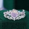 Fantasy Cut Oval Shaped Ametrine Nature Inspired LeafLace Engagement Ring Set (1)