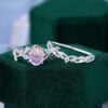 Fantasy Cut Oval Shaped Ametrine Nature Inspired Leaflace Engagement Ring Set