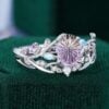 Fantasy Cut Oval Shaped Ametrine Nature Inspired LeafLace Engagement Ring Set (7)