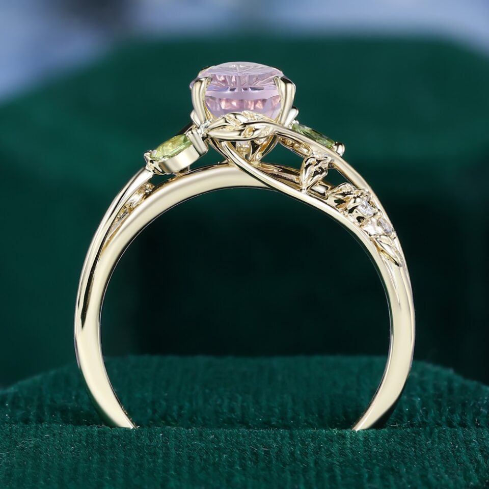 Fantasy Cut Pear Shaped Ametrine Branch Inspired Leafy Engagement Ring (2)