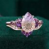 Fantasy Cut Pear Shaped Ametrine Bridal Set Snowdrift Cluster Engagement Ring Set (2)
