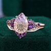 Fantasy Cut Pear Shaped Ametrine Bridal Set Snowdrift Cluster Engagement Ring Set (3)