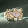 Fantasy Cut Pear Shaped Ametrine Engagement Ring Set Elven Canopy Bridal Set (1)