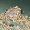 Fantasy Cut Pear Shaped Ametrine Engagement Ring Set Elven Canopy Bridal Set (2)