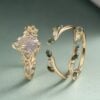 Fantasy Cut Pear Shaped Ametrine Engagement Ring Set Elven Canopy Bridal Set (3)