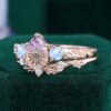 Fantasy Cut Pear Shaped Ametrine & Moonstone Maple Bridal Ring Set Three Stone Engagement Ring Set (3)