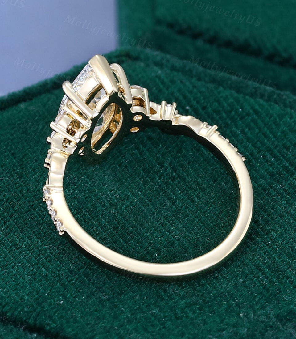 Nature Inspired Marquise Cut Lab Diamond Engagement Ring with Leaf Accents (3)