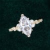 Nature Inspired Marquise Cut Lab Diamond Engagement Ring with Leaf Accents (4)