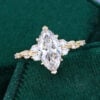 Nature Inspired Marquise Cut Lab Diamond Engagement Ring with Leaf Accents (8)