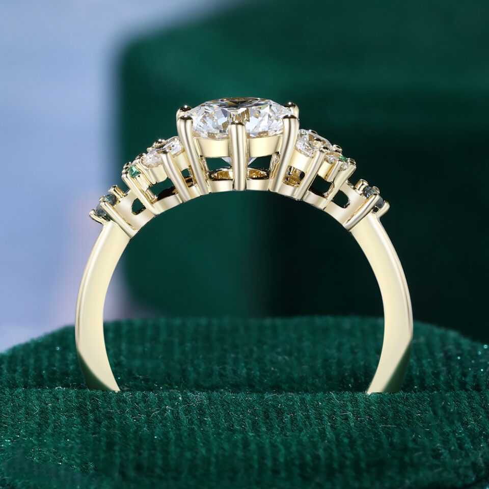 Snowdrift Round Cut Lab Diamond Cluster Engagement Ring with Mixed Gemstone Accents (16)