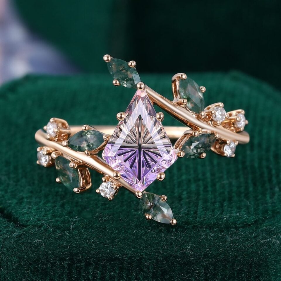 TwigLine | Fantasy Cut Kite Shaped Ametrine Nature Inspired Engagement Ring