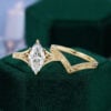 Vintage Marquise Cut Lab Diamond Bridal Ring Set Scroll Engraved Engagement Ring Set (5)