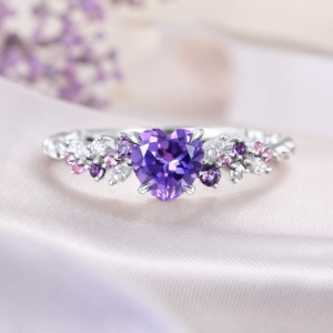 eart cut amethyst ring