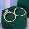 2PCS Pear Cut Moss Agate Leaflace Garden Themed Wedding Ring Set (3)