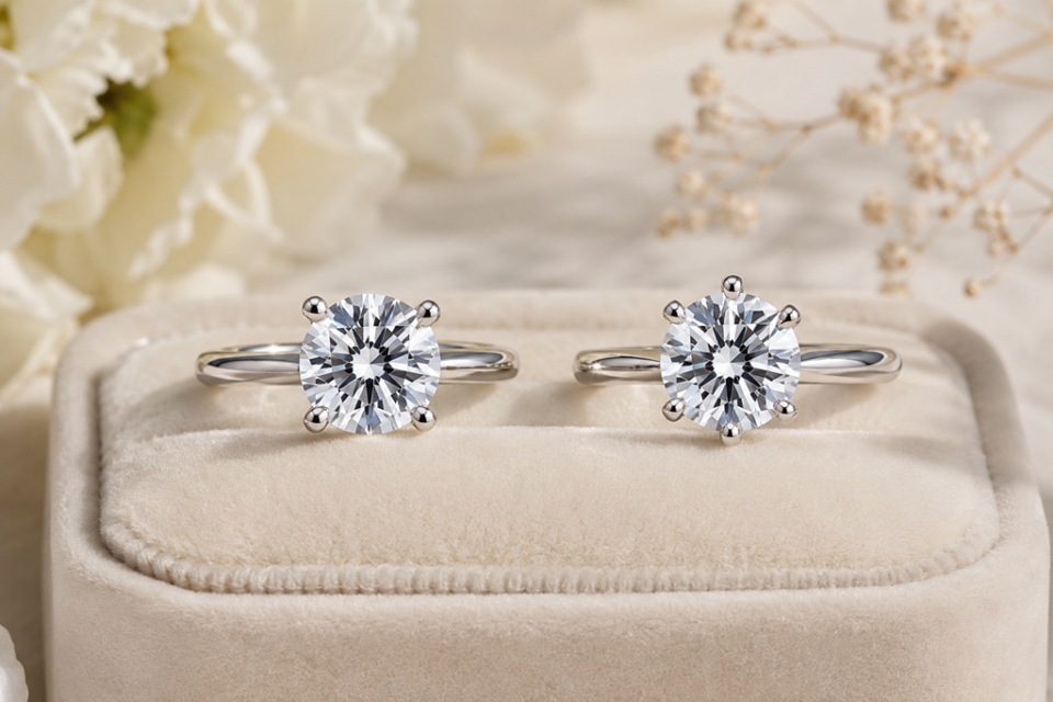 4 Prong vs 6 Prong Settings for Round Engagement Rings