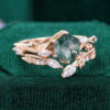 Hexagon Cut Moss Agate Sylvan Bough Bridal Set (2)