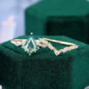 Kite Cut Moss Agate 2PCS Botanical Bridal Ring Set (5)