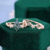 Kite Cut Moss Agate Nature Inspired Star Flower Engagement Ring Set (4)