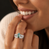 Leaf Accented Pear Cut Moss Agate Nature Inspired Bridal Set
