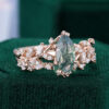 Marquise Cut Moss Agate Enchanted TwigGlow Bridal Set (2)