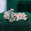 Marquise Cut Moss Agate Enchanted TwigGlow Bridal Set (3)